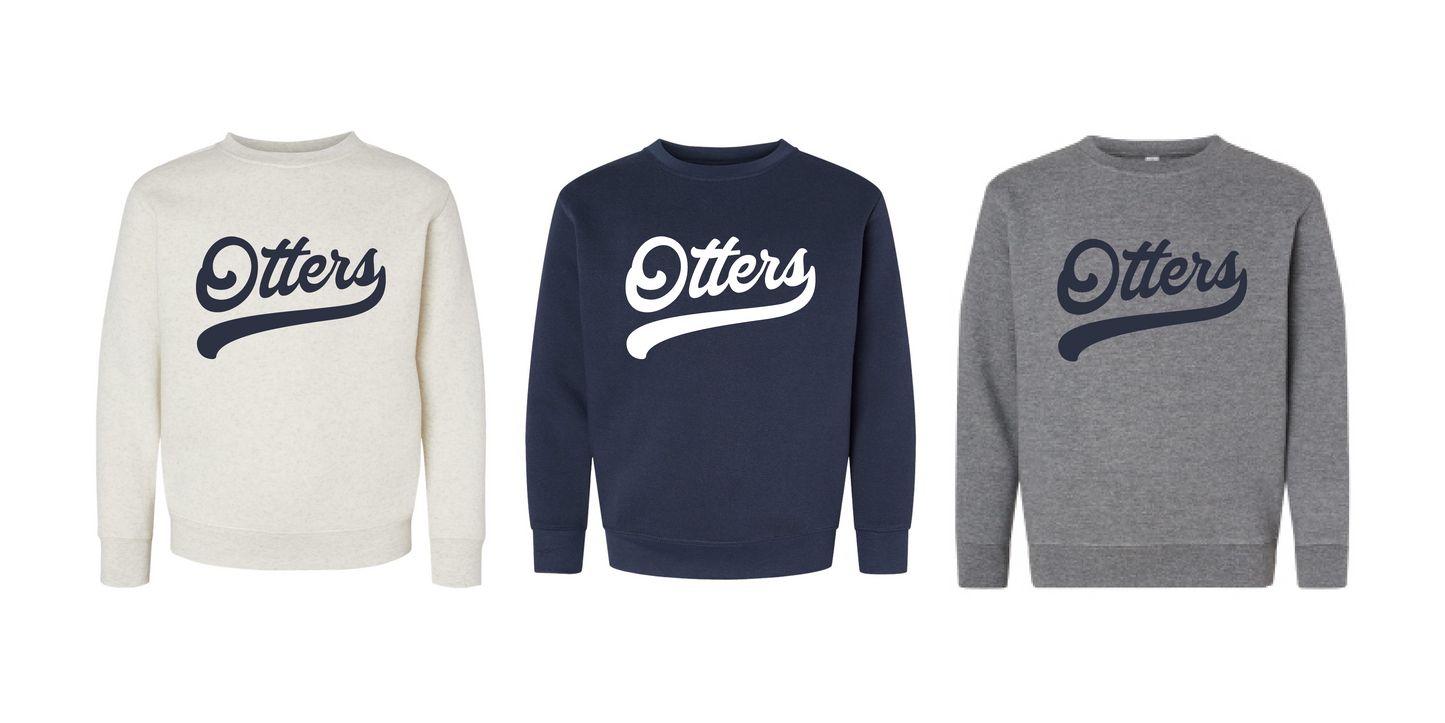 Adult Otter Script Crewneck Sweatshirt