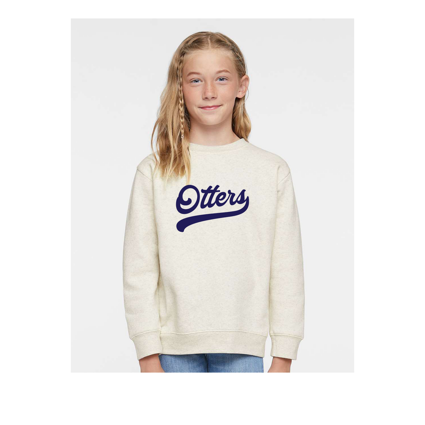 Youth Otter Script Crewneck Sweatshirt